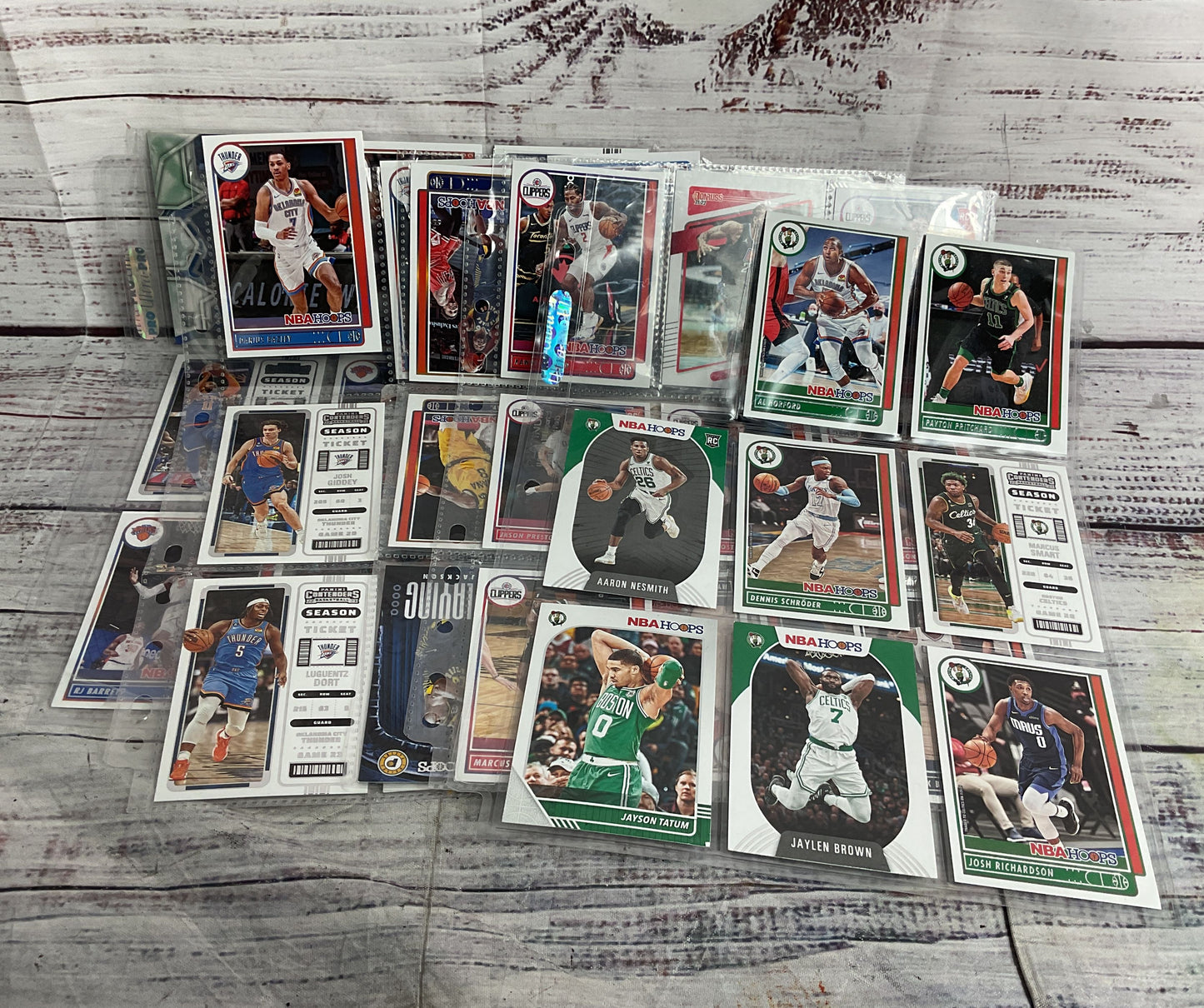 Collection of 12 Sheets NBA Hoops Clippers Lakers Timberwolves Basketball Cards