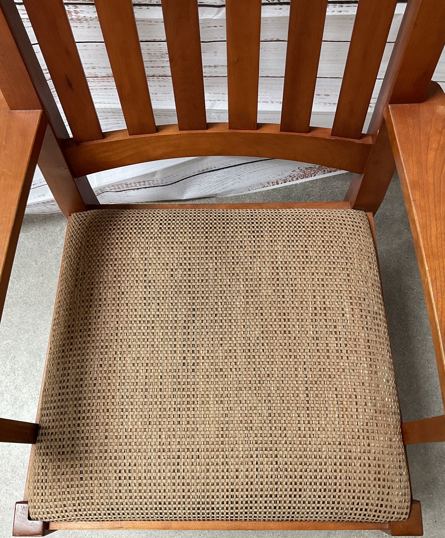 November 2003 L & J.G. Stickley Mission Natural Arm Chair with Upholstery Seat