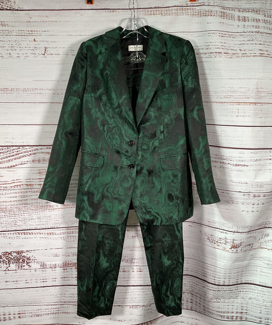 Dries Van Noten Women's Marbled Suit Dark Green 40/38