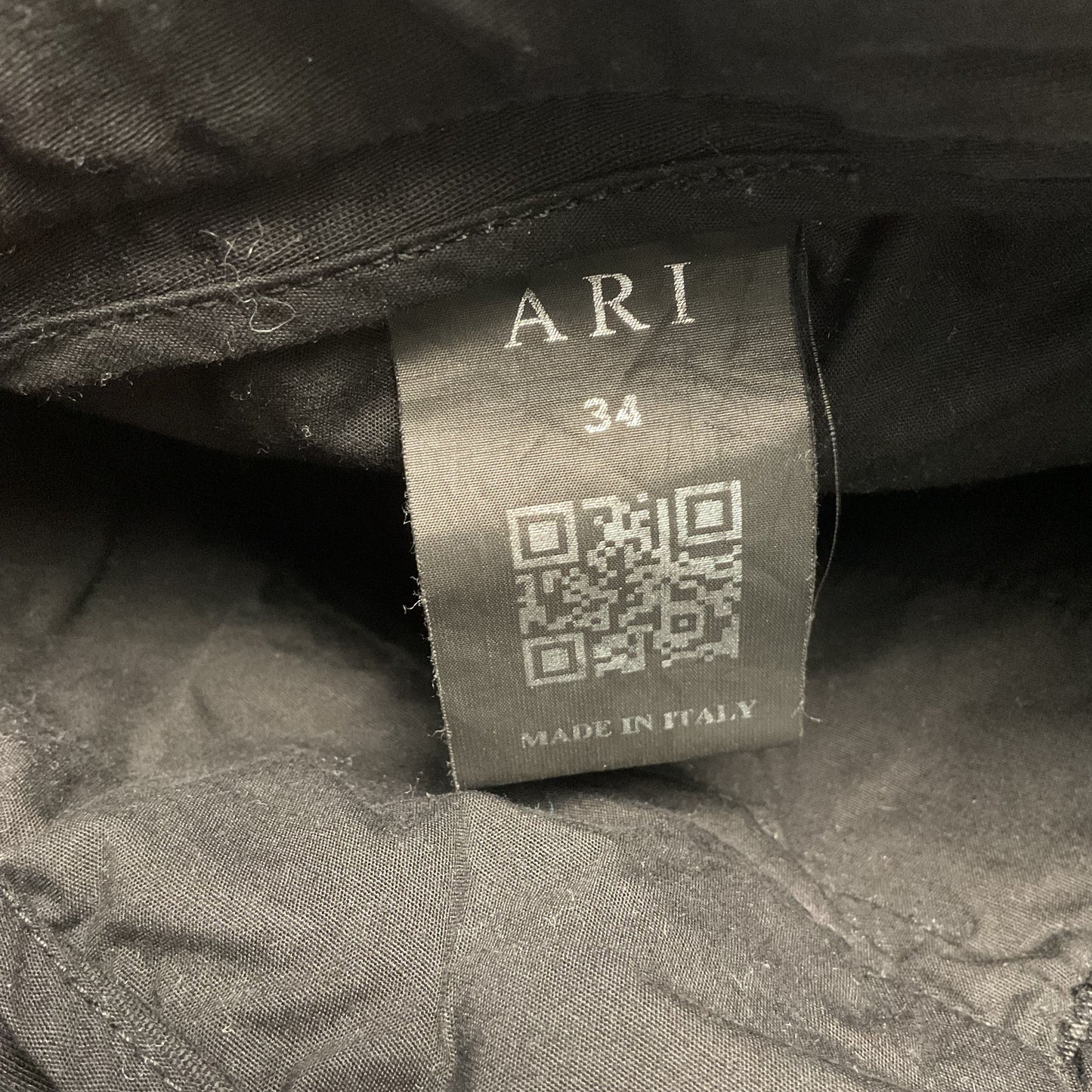 ARI Soho Black Cotton Drawstring Zip Pocket Trousers Pants - Size 34