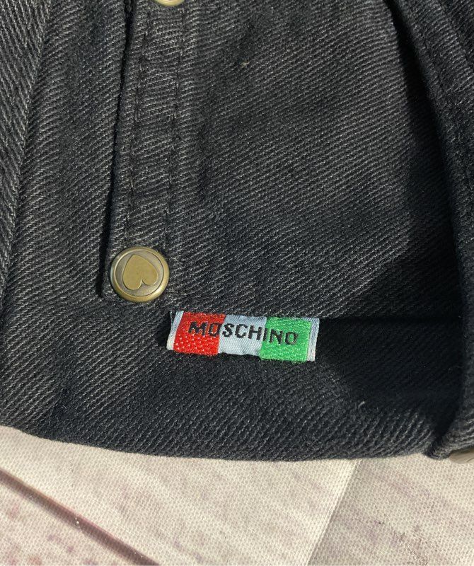Vintage 90s Moschino Jeans Size 32x28 Black Gold Tone Peace Sign Made in Italy