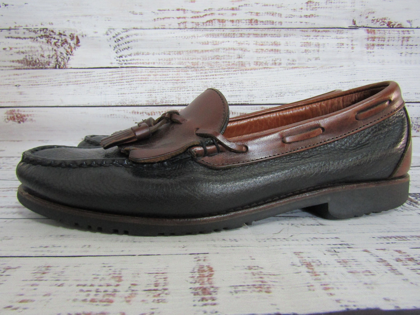 Allen Edmonds Nashua Men's Black Leather Kiltie Tassel Loafers Size 10