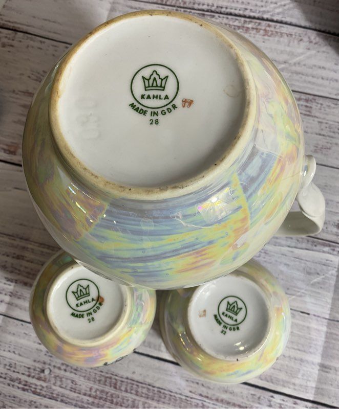 VTG. KAHLA Madonna Iridescent Tea Set (Teapot, Creamer, Sugar Bowl)