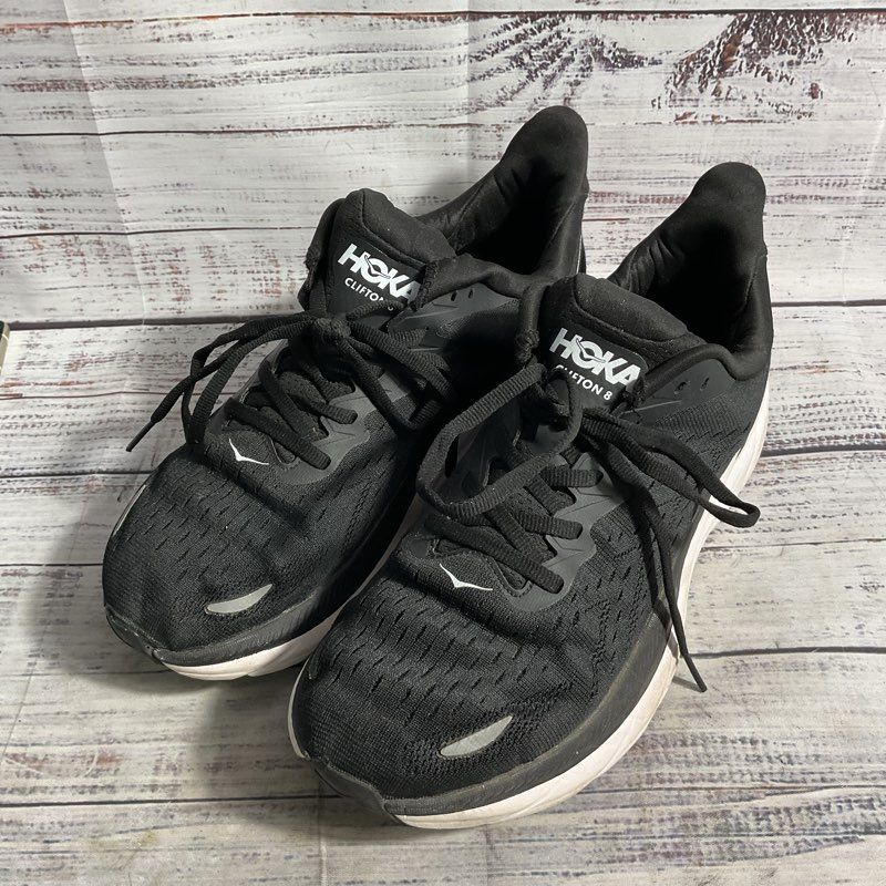 Hoka One One Clifton 8 Black Athletic Sneaker Men's Size 8.5