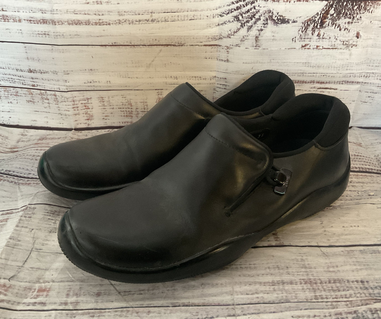 Prada Vintage Leather Toggle Moc Clip Loafers Black 7.5