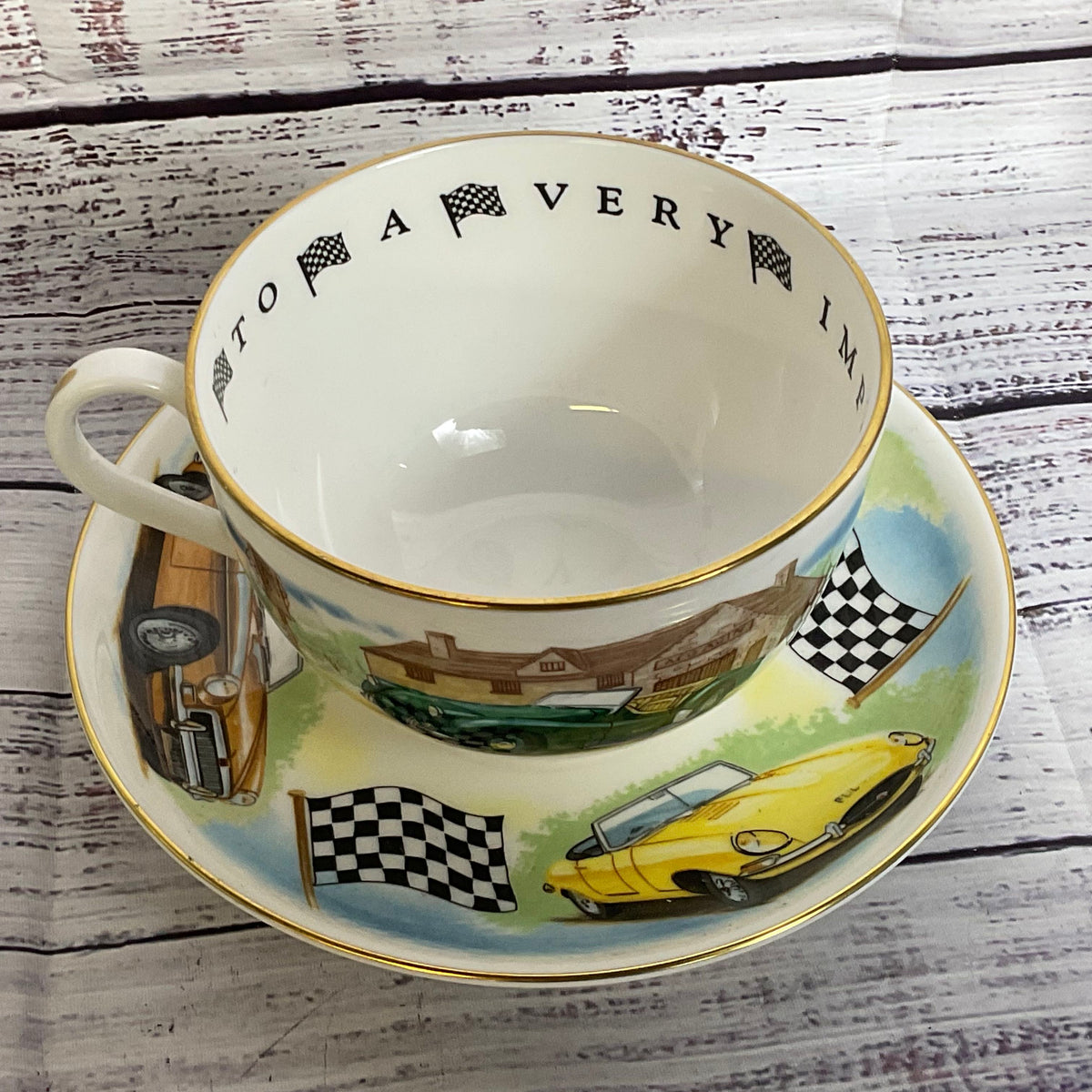 ROYAL WORCESTER VIP Breakfast Cup & Saucer- Race Cars