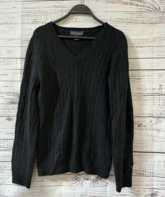 Women's Brooks Brothers Black V-Neck Cashmere Sweater Size M
