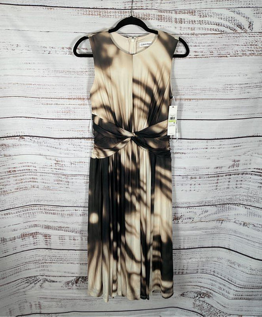 NWT Women's Calvin Klein Black & Tan Geometric Pattern Dress - Size 4