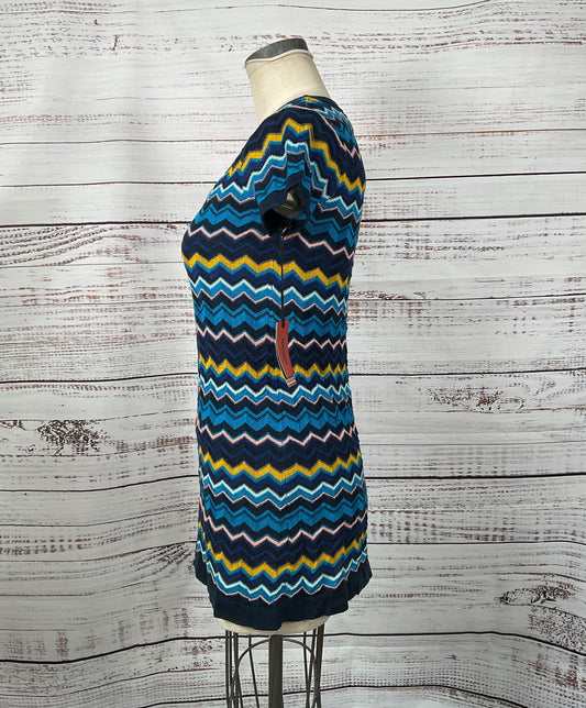 Missoni For Target Blue, Yellow and Pink Chevron Casual Dress - Size Small