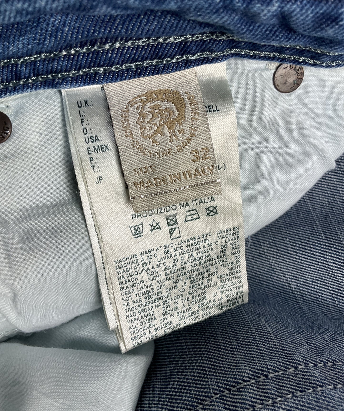 Diesel Shioner Distressed Bleached Jeans Blue W32 L32