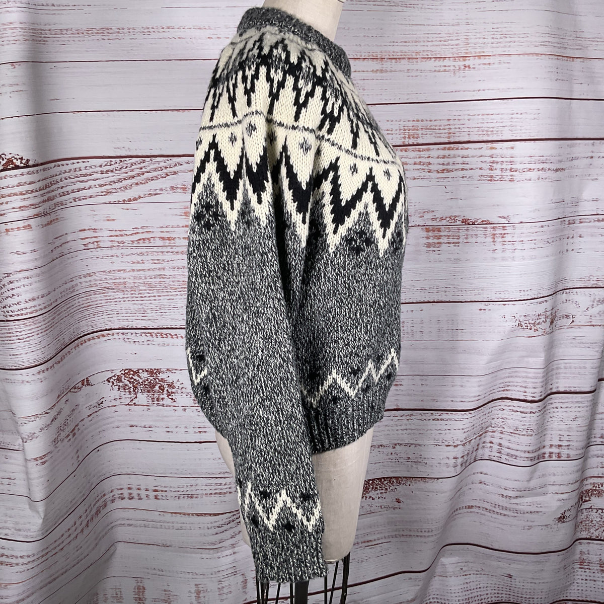 MNG Women's Gray Black White Pullover Knit Sweater- SZ L