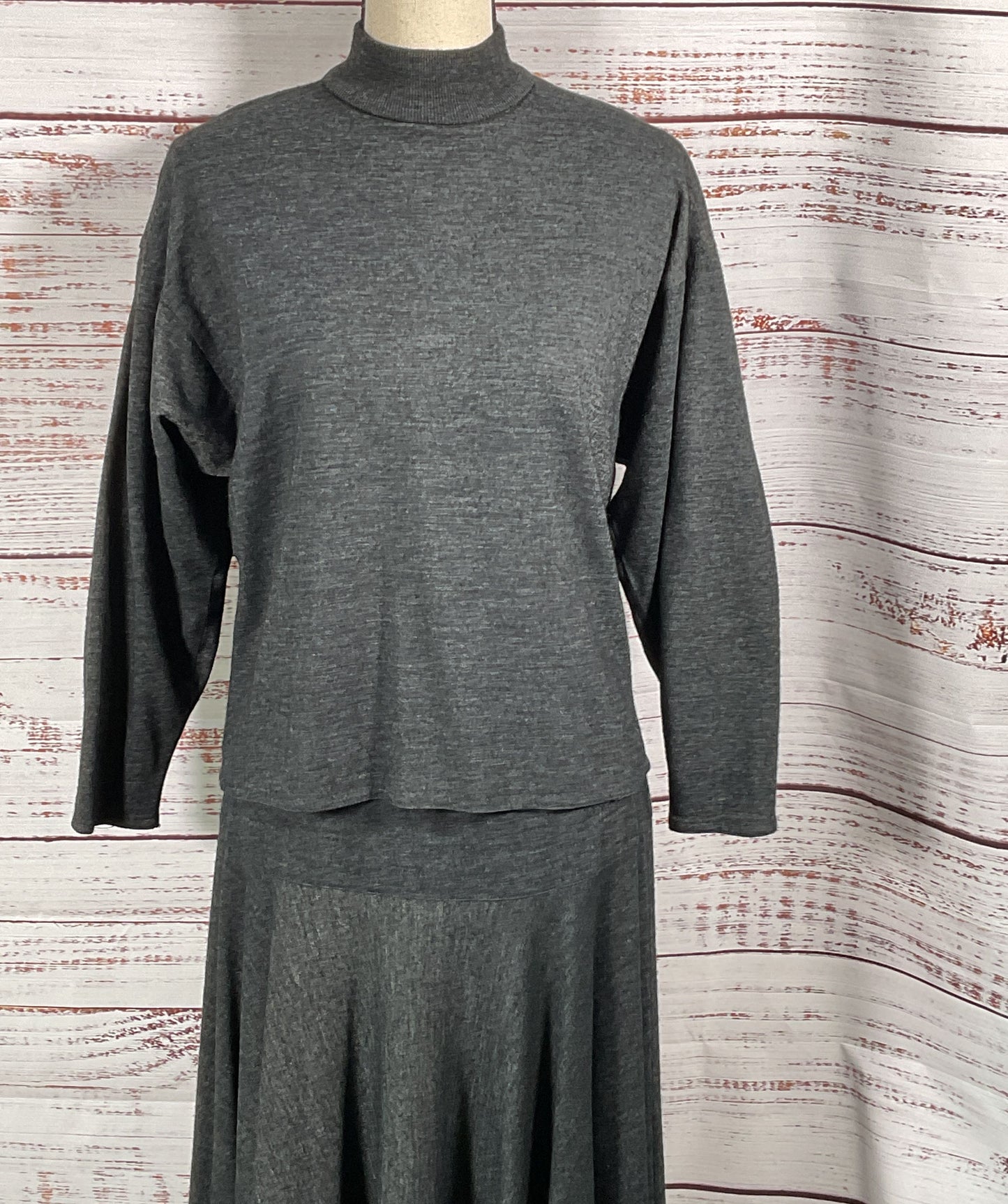 Helene Sidel Vintage 3 Piece Skirt Set Dark Gray S