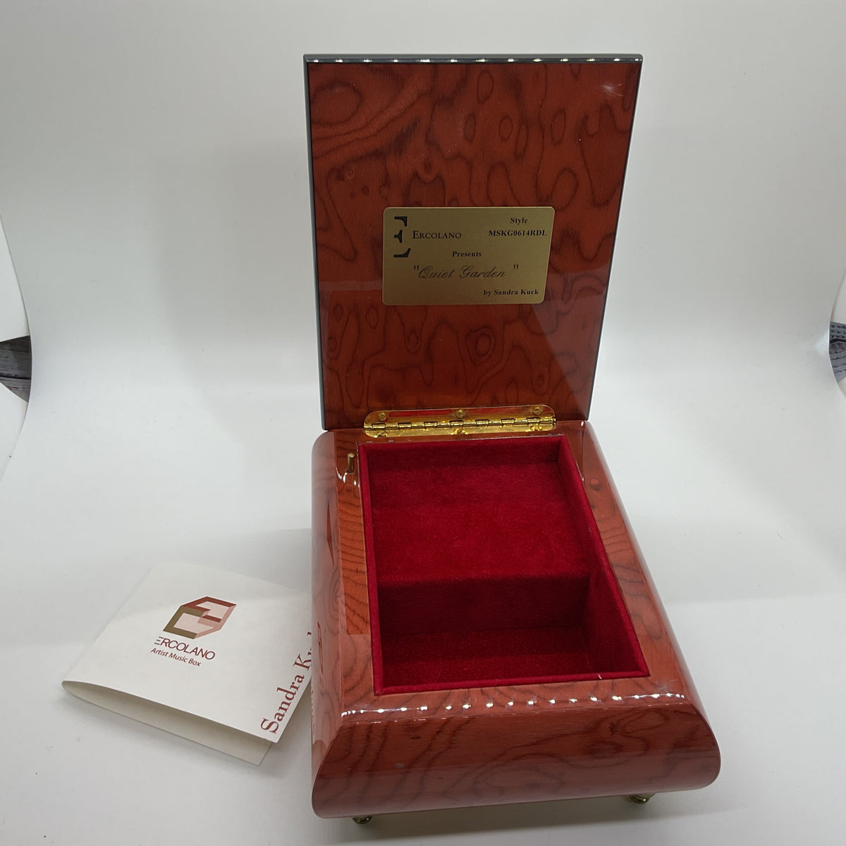 ERCOLANO by SANDRA KUCK "Quiet Garden" Wood Music Jewelry Box- 5.75" X 4.5"