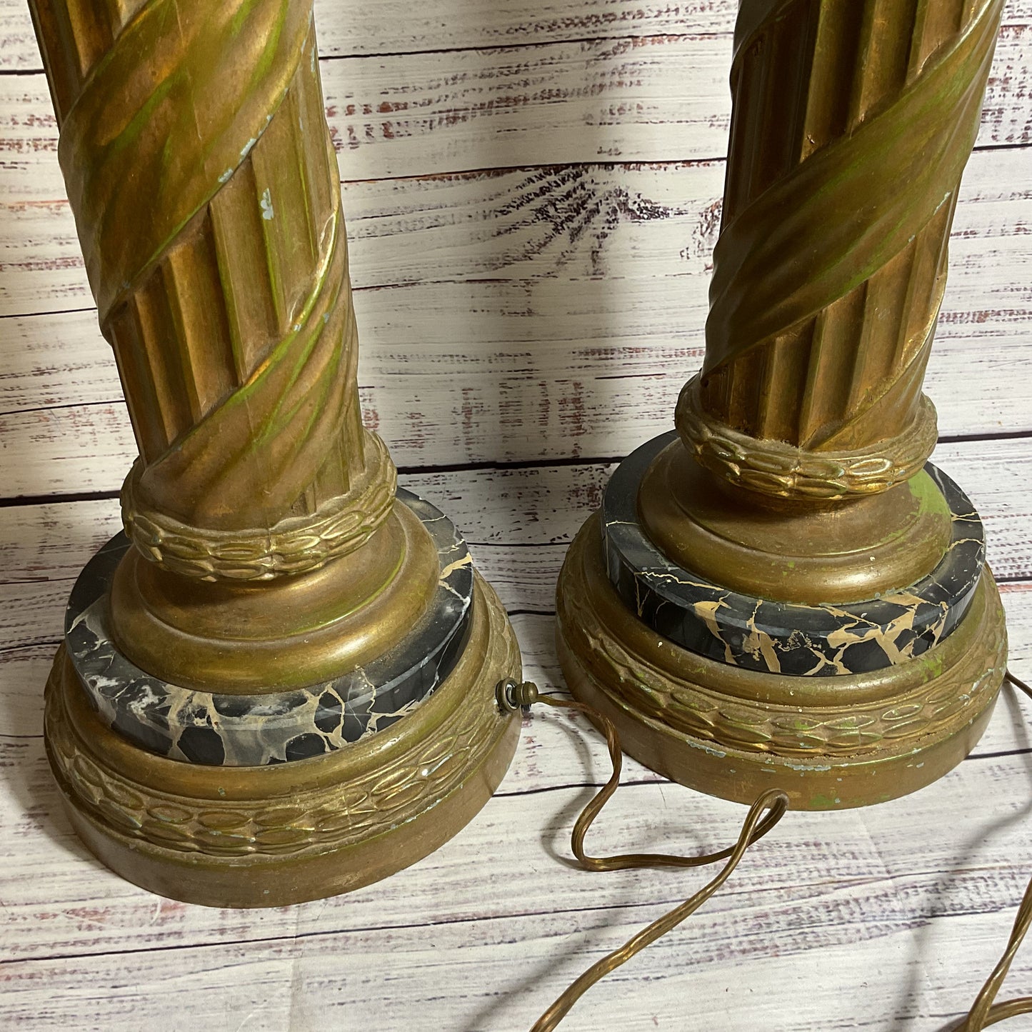 VTG./ANTIQUE Iron & Brass Column Tall Lamps (WORK GREAT- NO SHADES) AS-IS