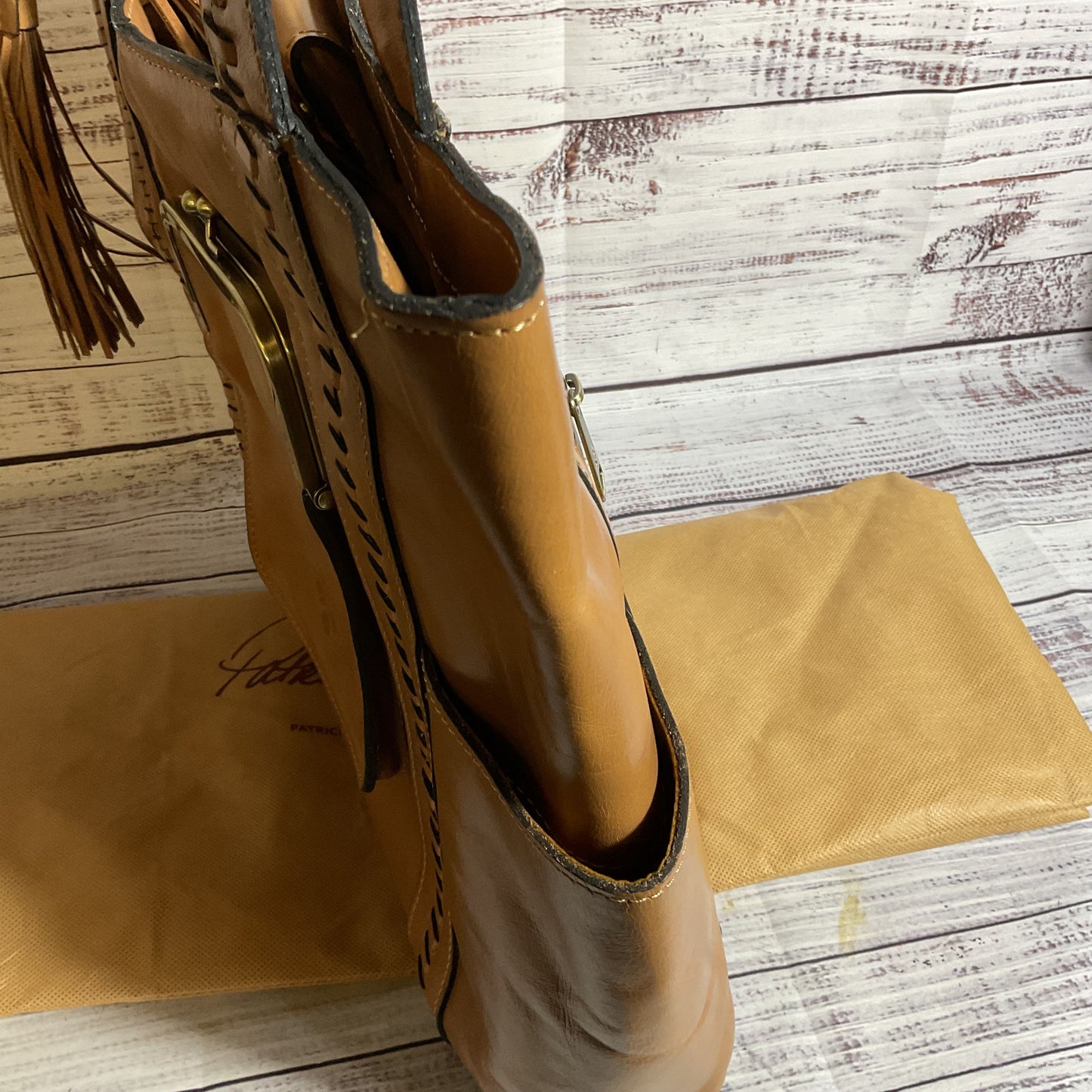 PATRICIA NASH Molise Brown Leather Tote Bag with Dust Bag