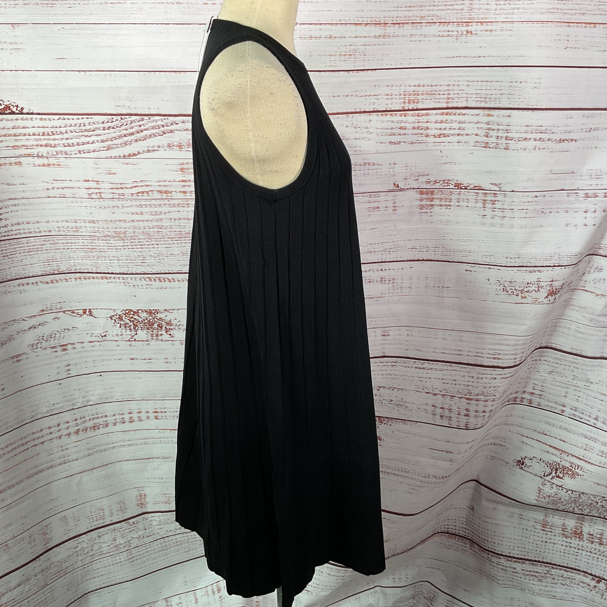 NWT COS Women's Black Knit Ribbed Tank Midi Dress- SZ L