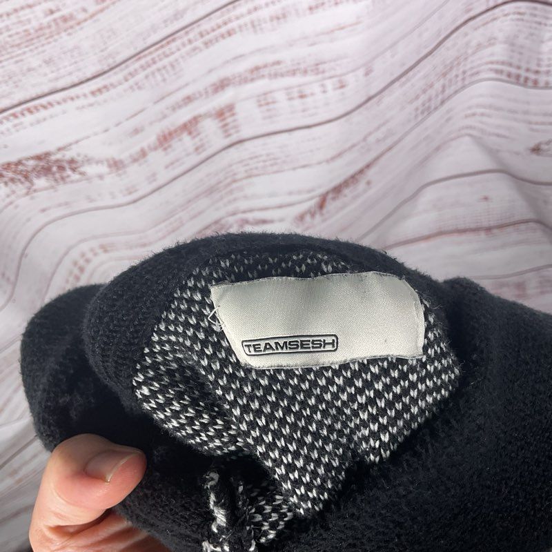 TeamSESH Bones Pinhead Skull Black Knit Streetwear Hoodie Sweater - Size XL