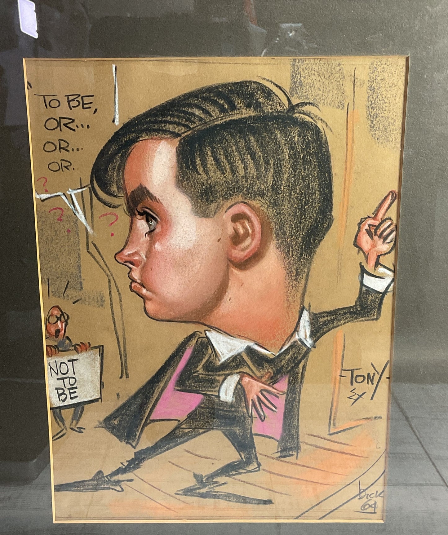 Tony by Dick Briefer Signed Framed Caricature Drawing