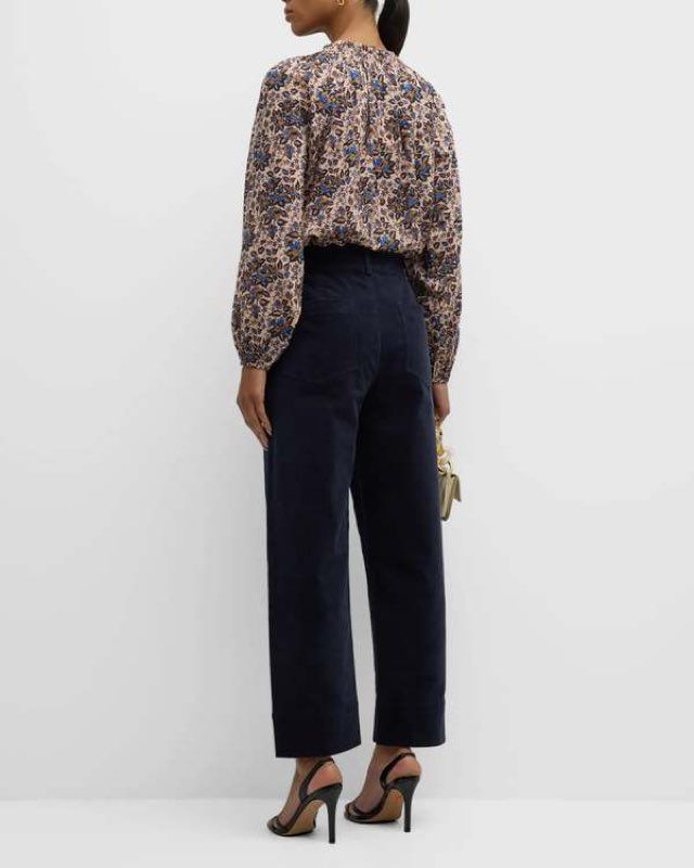APIECE APART Esparta Organic Cotton Floral Pattern Peasant Top Size S