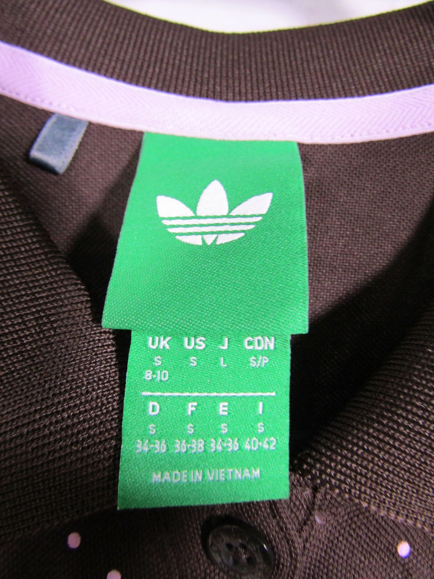Adidas Women's Dark Brown Bliss Lilac Printed Trefoil Polo Shirt Size S