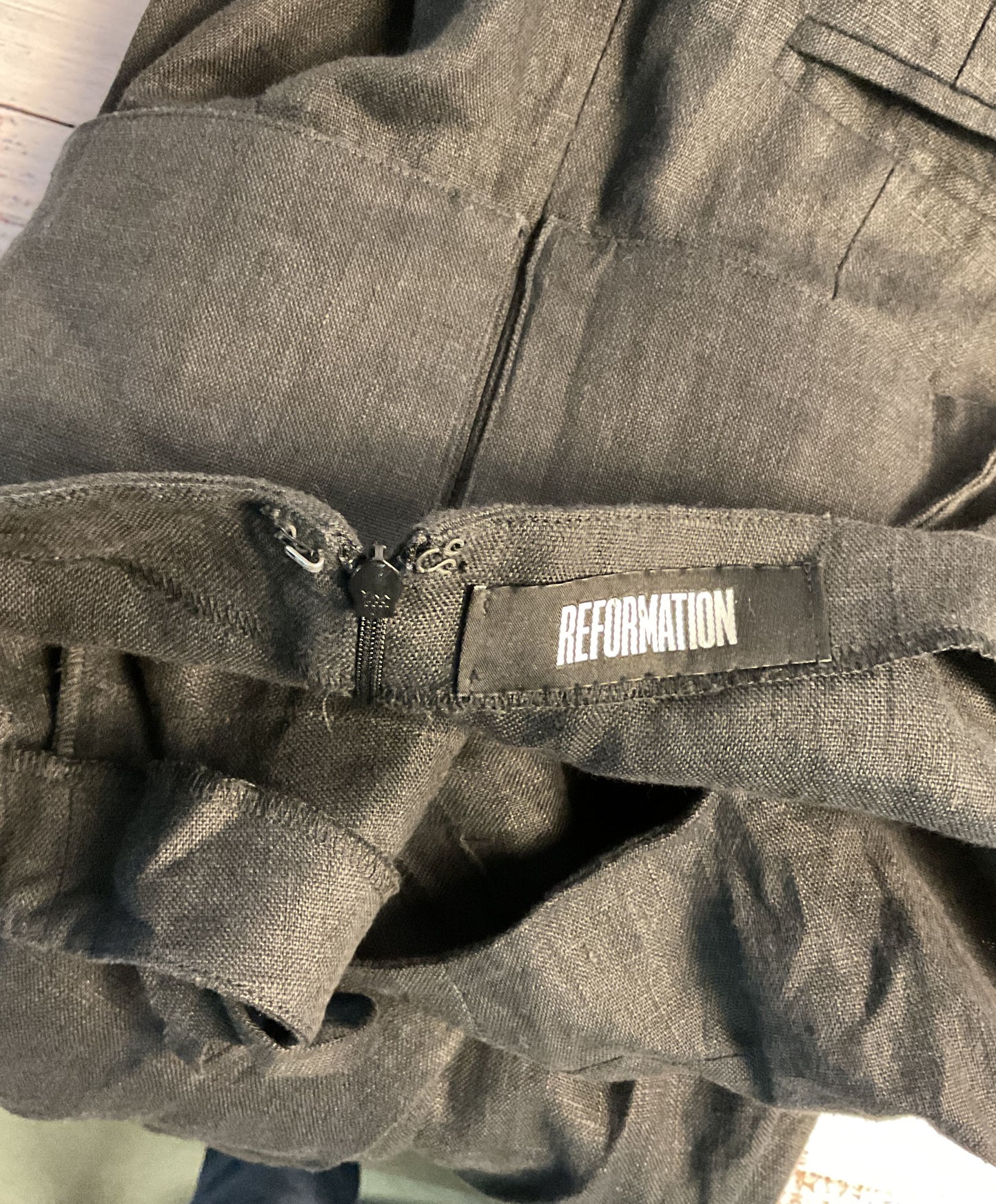 Women's Reformation Black Linen Jumpsuit w/ lace up corset Size 2
