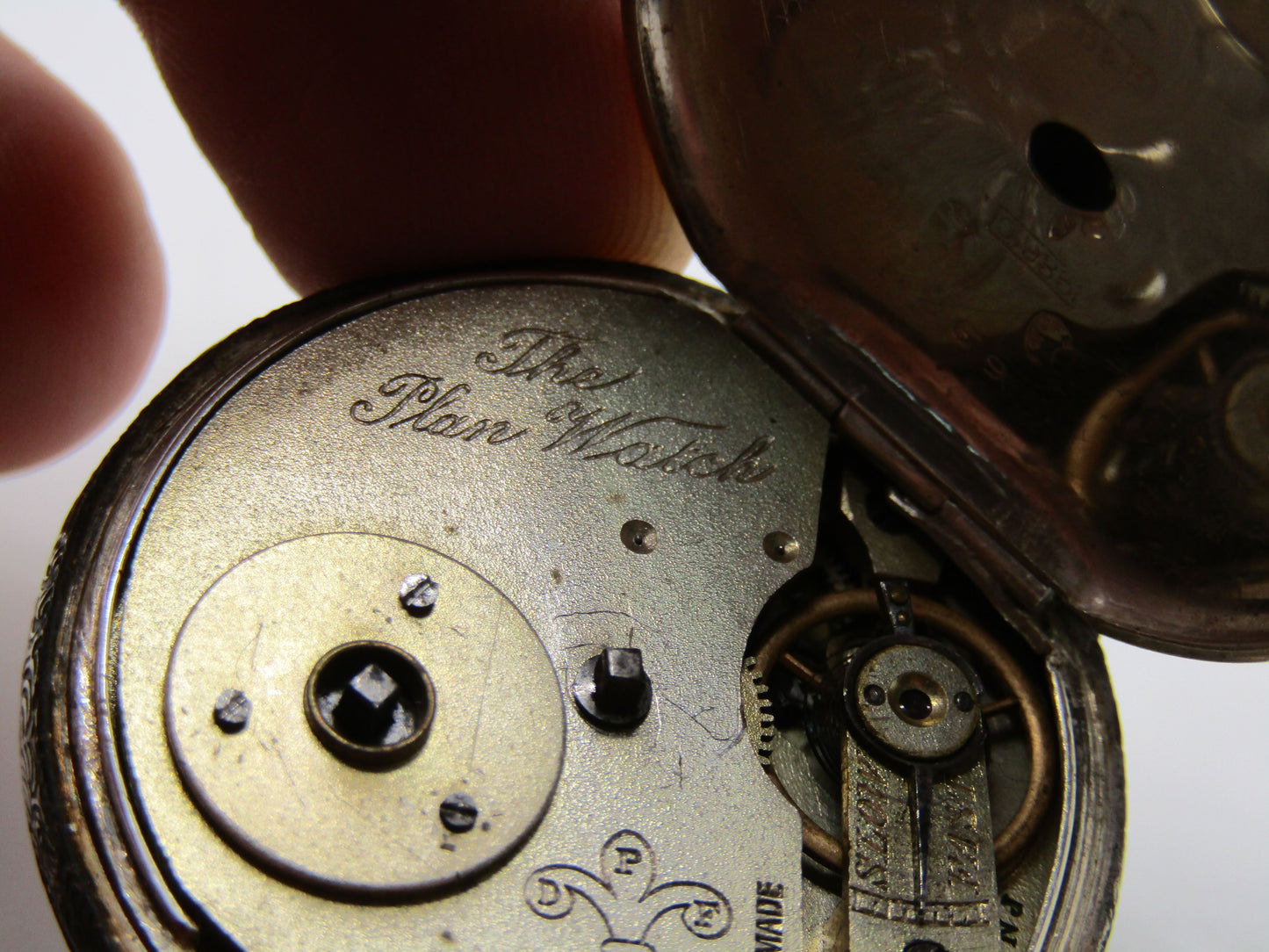 Antique David Perret & Fils The Plan Ornate Sterling Silver Pocket Watch