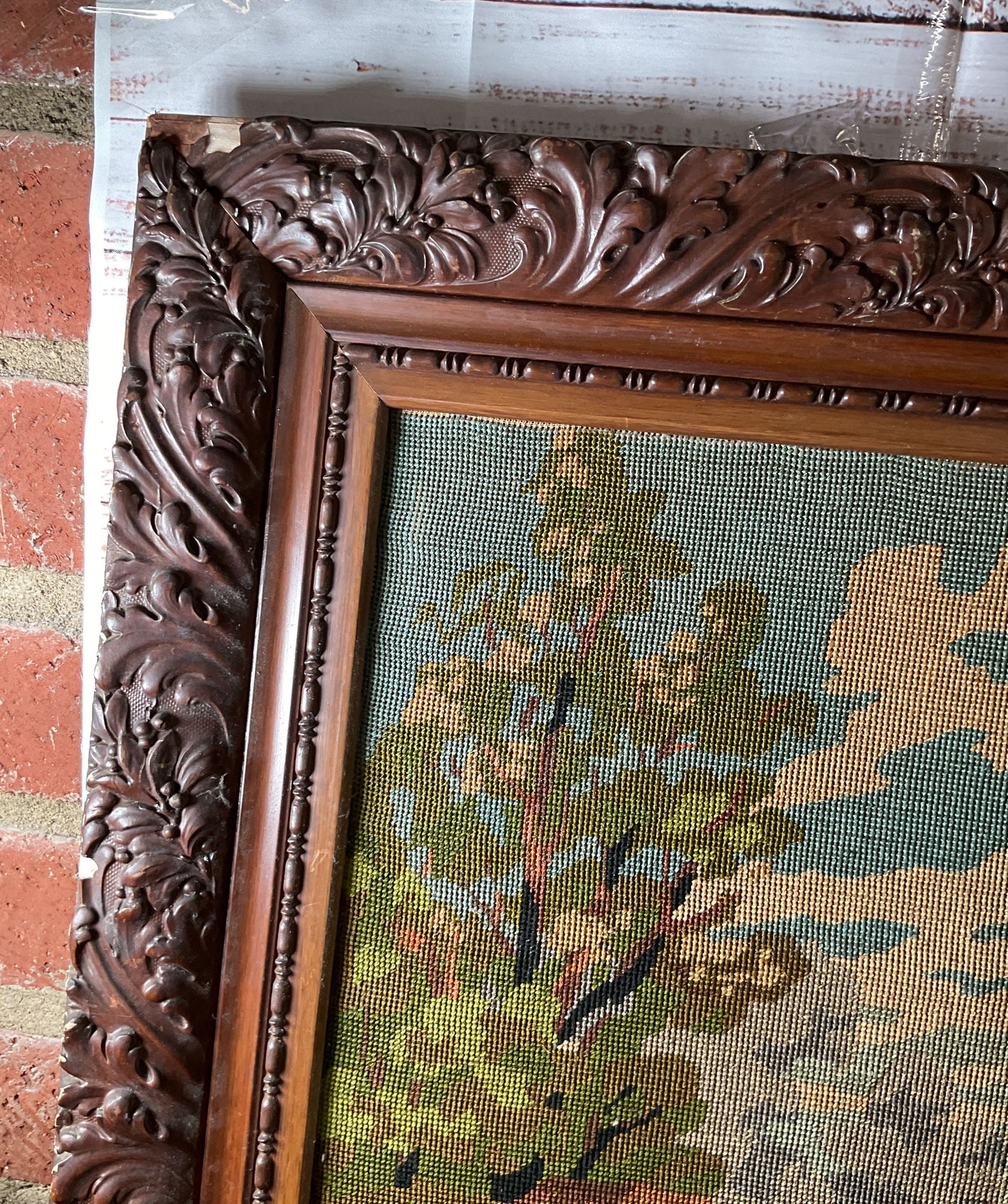 Antique Royal Paris French Tapestry Needlework Framed