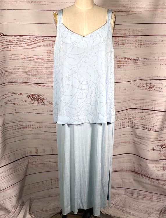 Huey Waltzer for Saks Fifth Avenue Vintage Sleeveless Dress Blue 2X