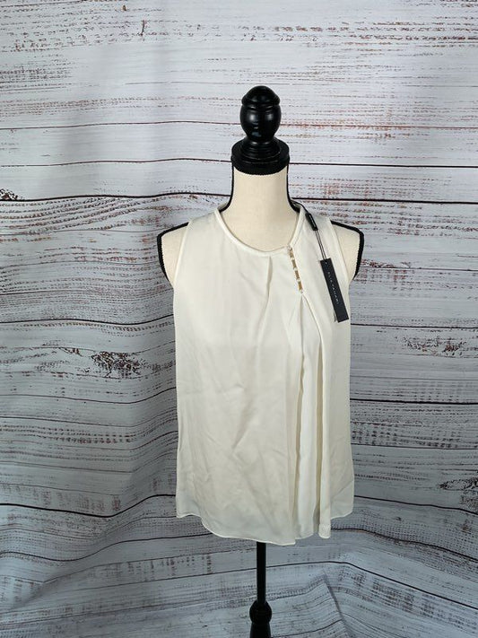NWT Elie Tahari Isadora White Sleeveless Pearl Blouse Women's Size S