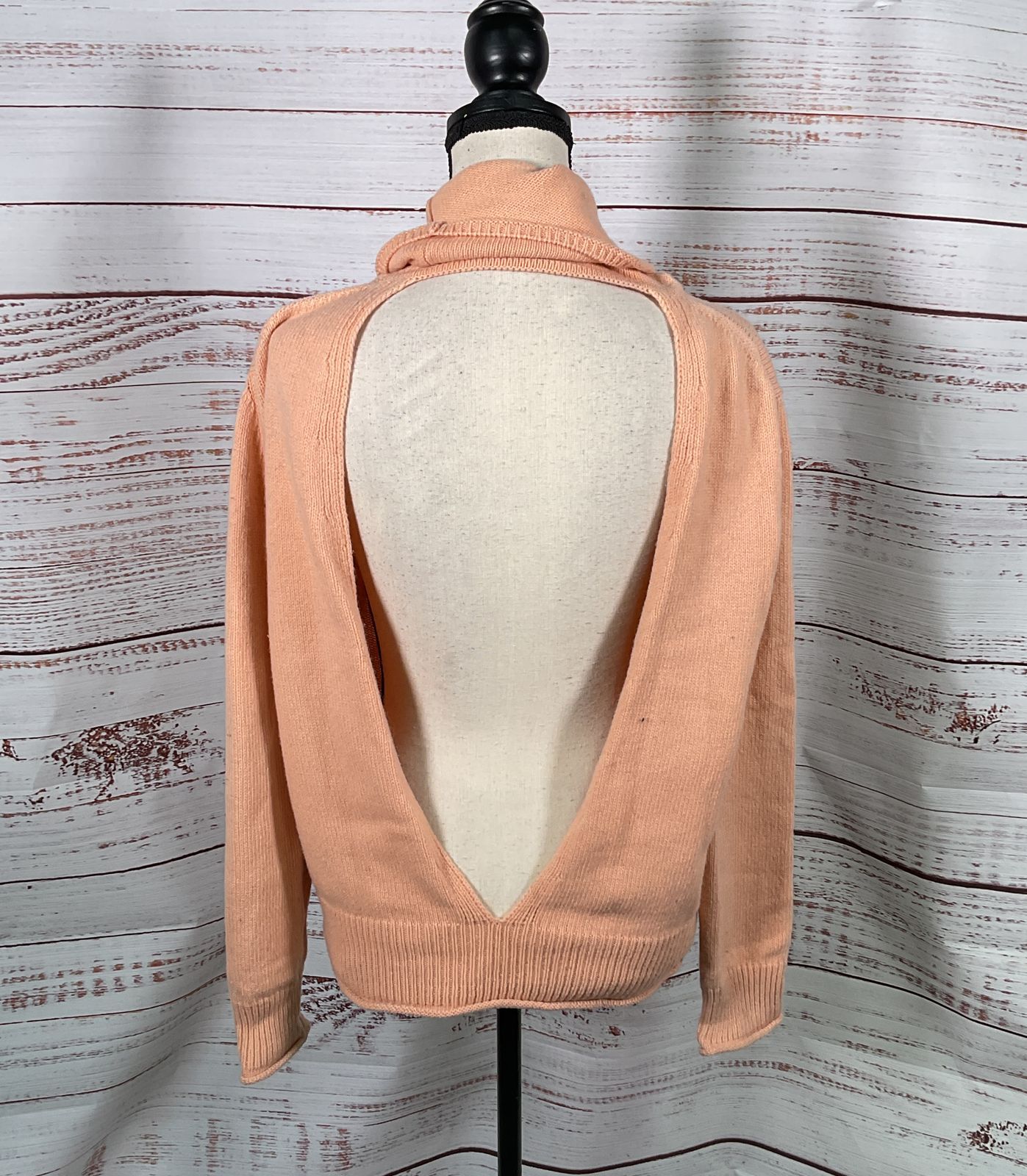 Nina Ricci Turtleneck Open-Back Sweater Coral S