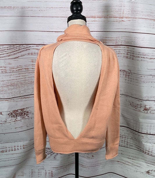 Nina Ricci Turtleneck Open-Back Sweater Coral S