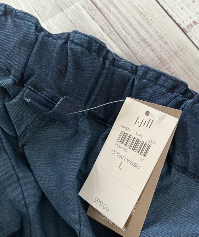 NWT Women's J. Jill Elastic Waist Pants in Indigo Size L Retail $99