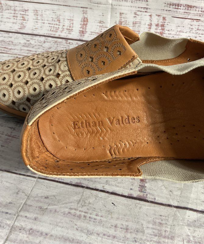 Ethan Valdes Women Perforated Leather Slip-On Loafers Comfort Size 40