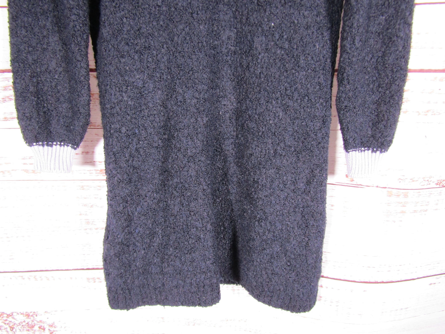 Marni Girl's Blue Wool Blend Logo Embroidered Long Sleeve Dress Size 8Y