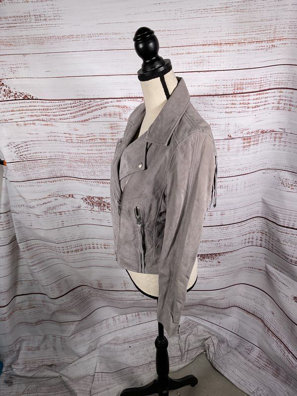 Blank NYC Women's Grey Suede Leather Biker Jacket Size S