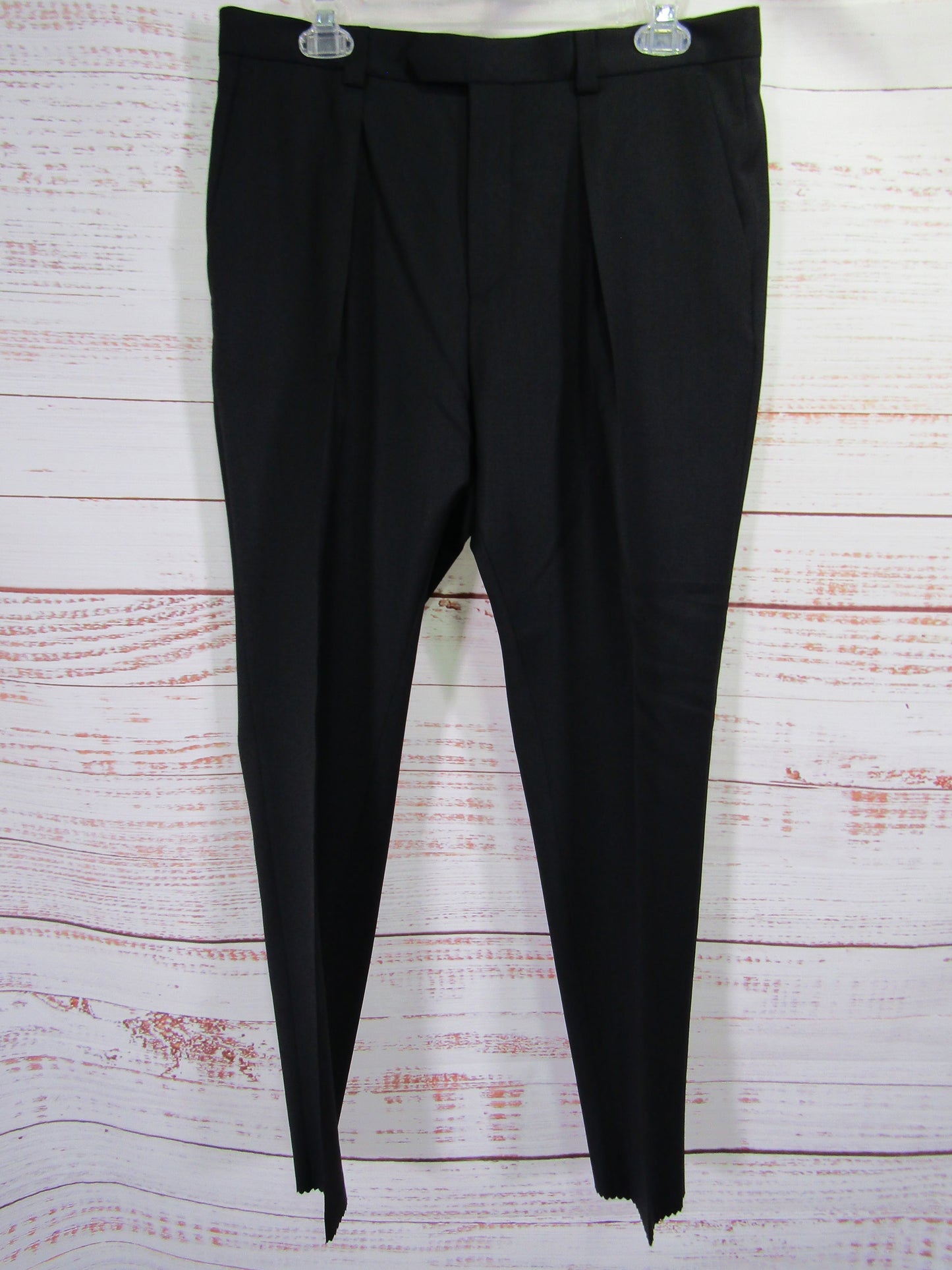 Hugo Boss Men's Black Wool Trouser Dress Pants Size 32 R UNHEMMED