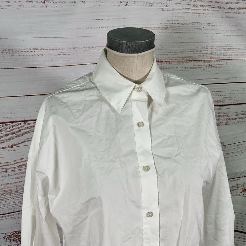 Favorite Daughter White Embroidered Logo Cuff Button Up Dress Shirt Blouse XS