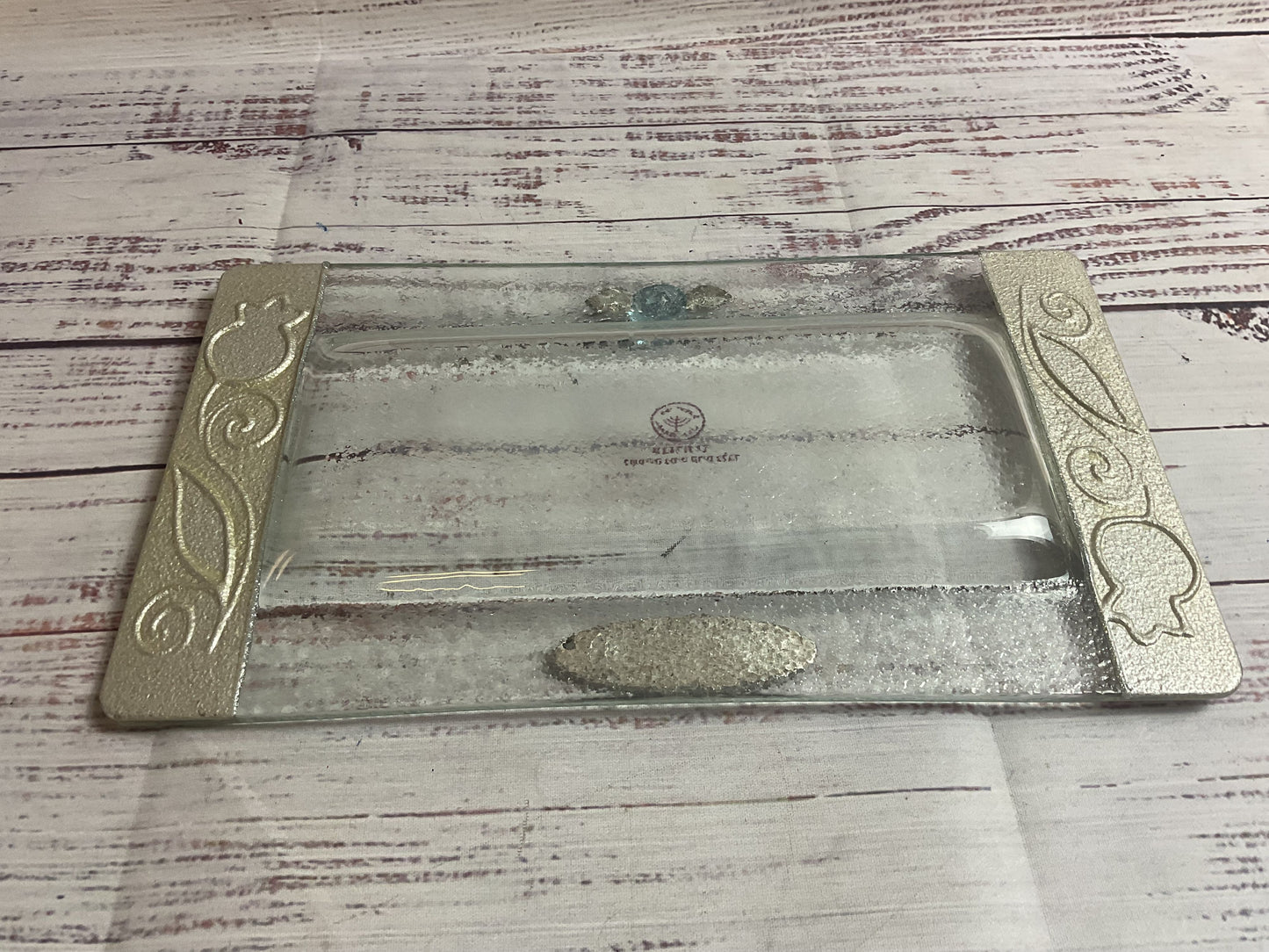 Glass Challah Shabbat Rectangular Plate