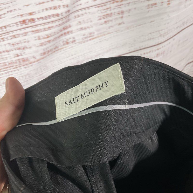 Salt Murphy Axel Black & Brown Pinstripe Wide Leg Trouser Pants - Size 28