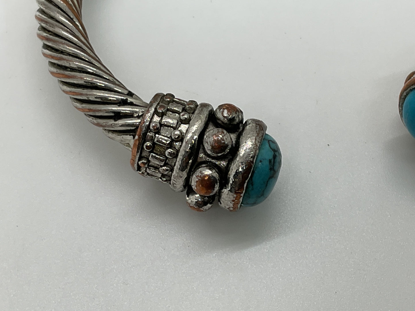 Silverplated Copper Turquoise Twisted 7" Cuff Bracelet