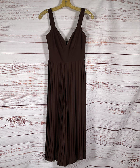 Vince Sleeveless Pleated Jumpsuit Walnut 0