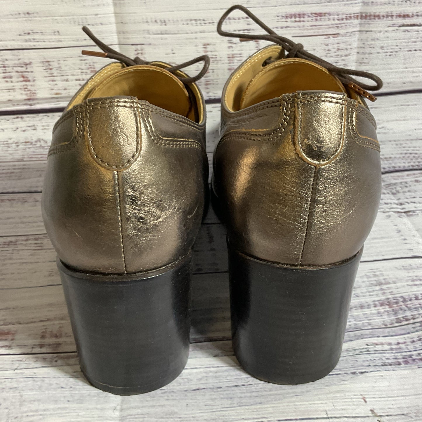 The Office of ANGELA SCOTT Miss Button Bronze Women's Shoes- SZ 38.5/ 8.5 US