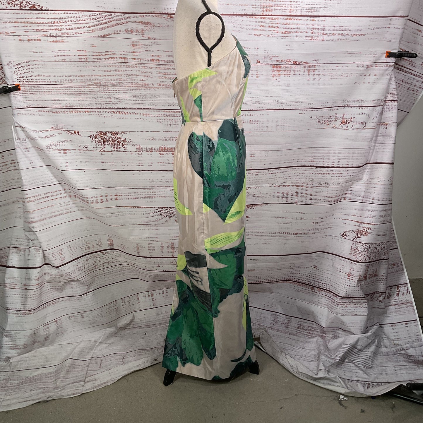Milly Asymmetrical Tropic Strapless Botanical Jacquard Midi Dress - Size 4