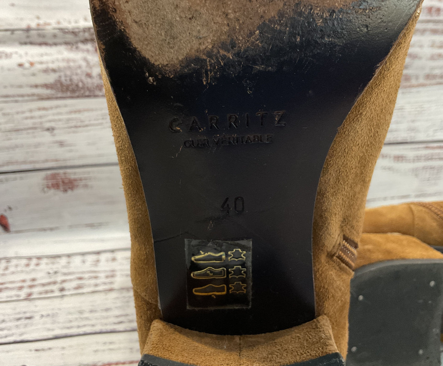 Carritz Women's Brown Suede Ankle Zip Boots Size 10