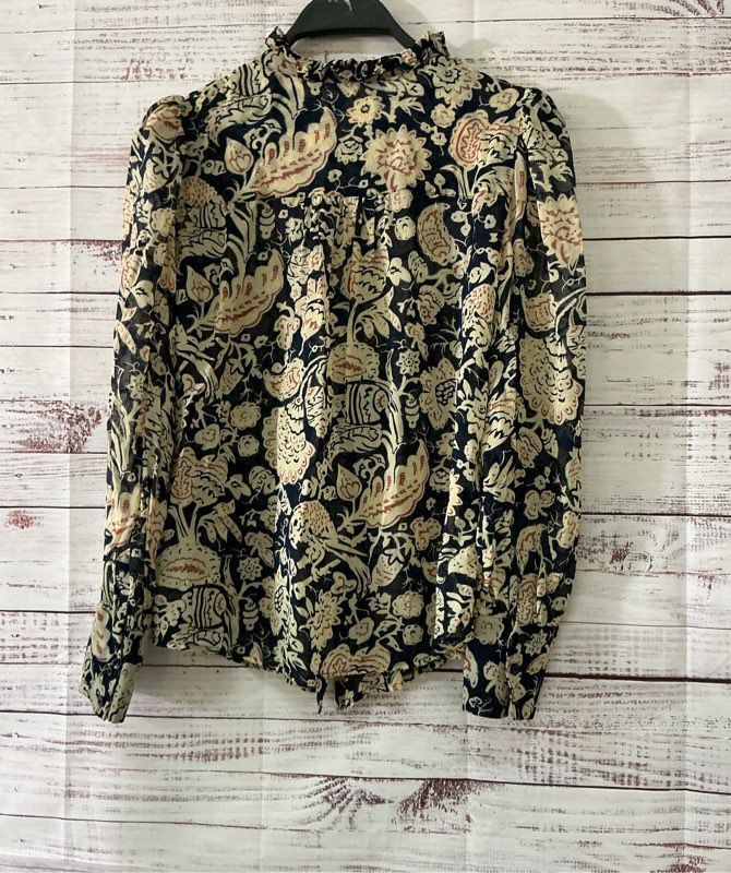 Women's ba&sh Black Paisley Print "Abi top" Size 2 Retail $170