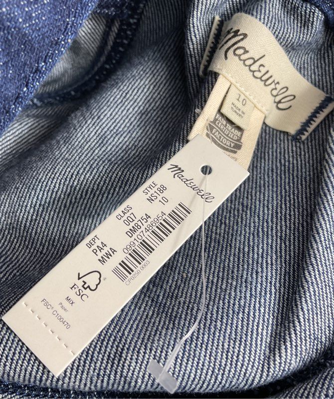 Madewell Denim Strapless Mini Dress Maytown Wash 10
