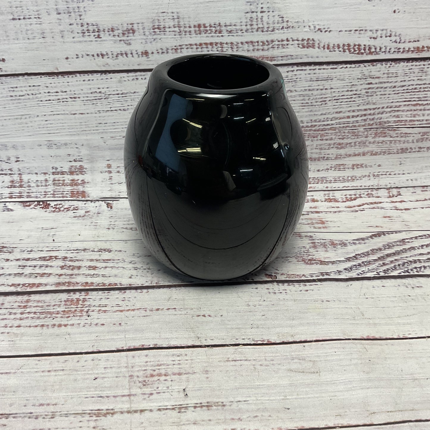 Black Teal Blue Dots 5.5" Round Short Vase