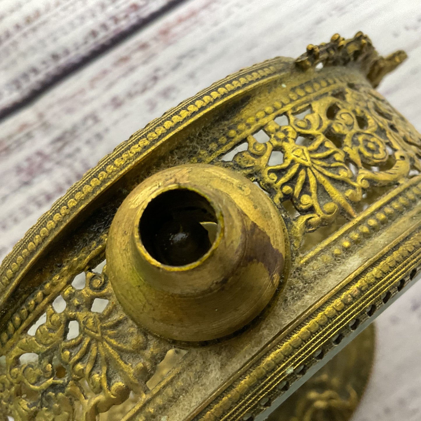 VTG./ANTIQUE MATSON?? Ormolu Filigree Perfume Bottle- 8"