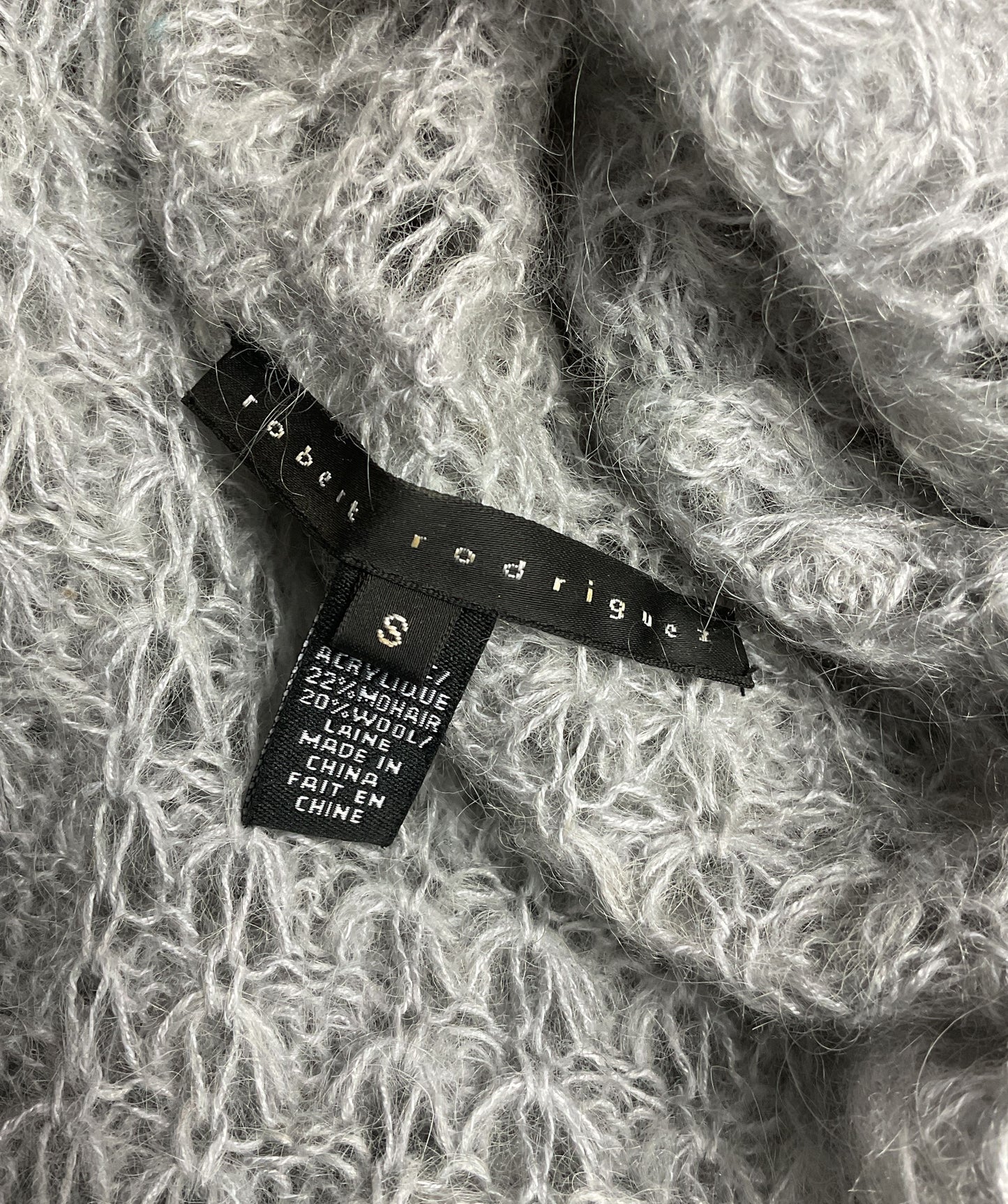 Robert Rodriguez Fold Over Cowl Neck 3/4 Sleeve Sweater Gray S