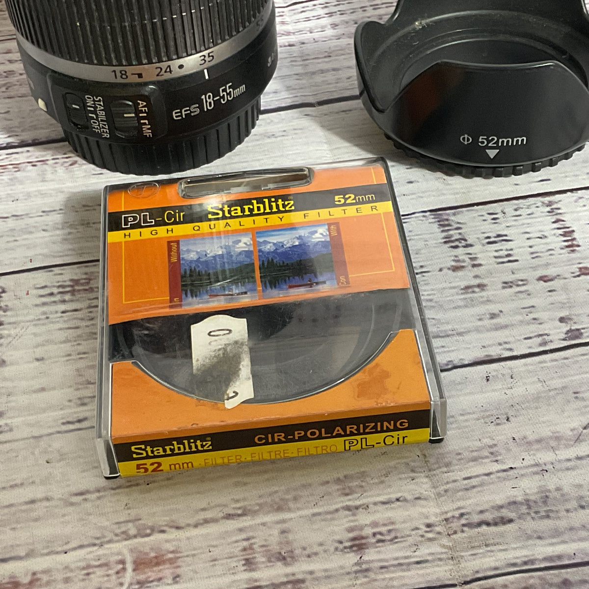 CANON Image Stabilizer EFS 18-55mm f3.5-5.6 IS Lens with 2 Len Hoods Filter Lens